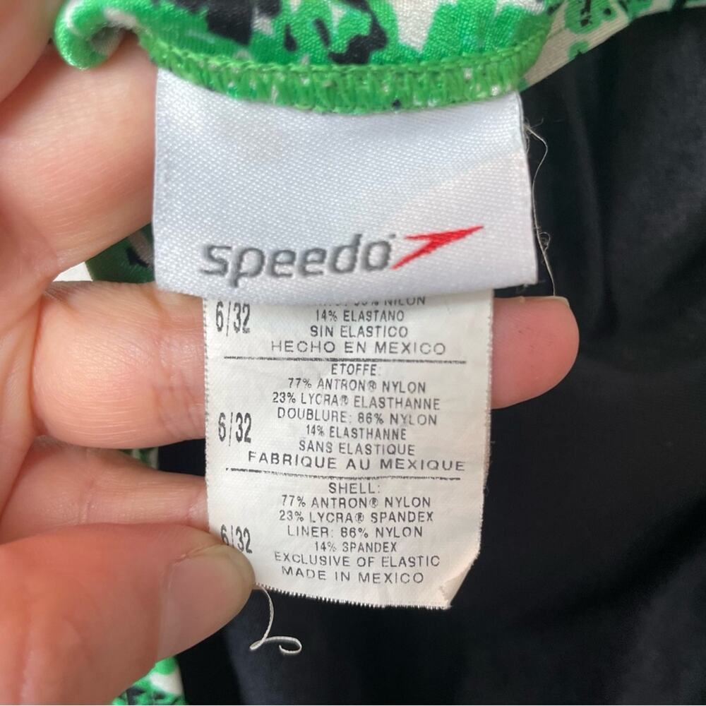 Vintage SPEEDO One Piece Swimsuit Neon Green Print Size 6 - Picture 5 of 8